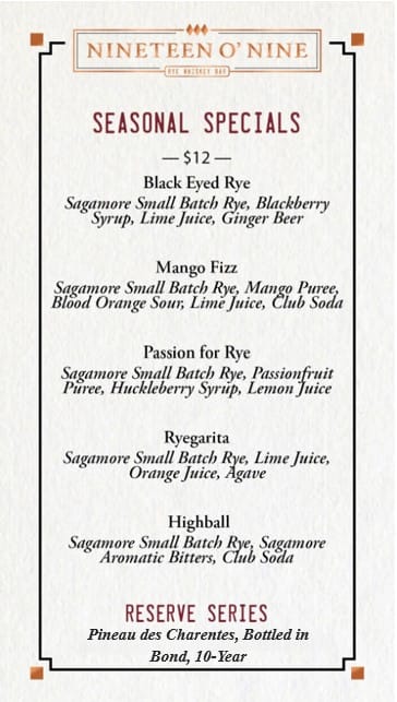 Oct Bar Menu
